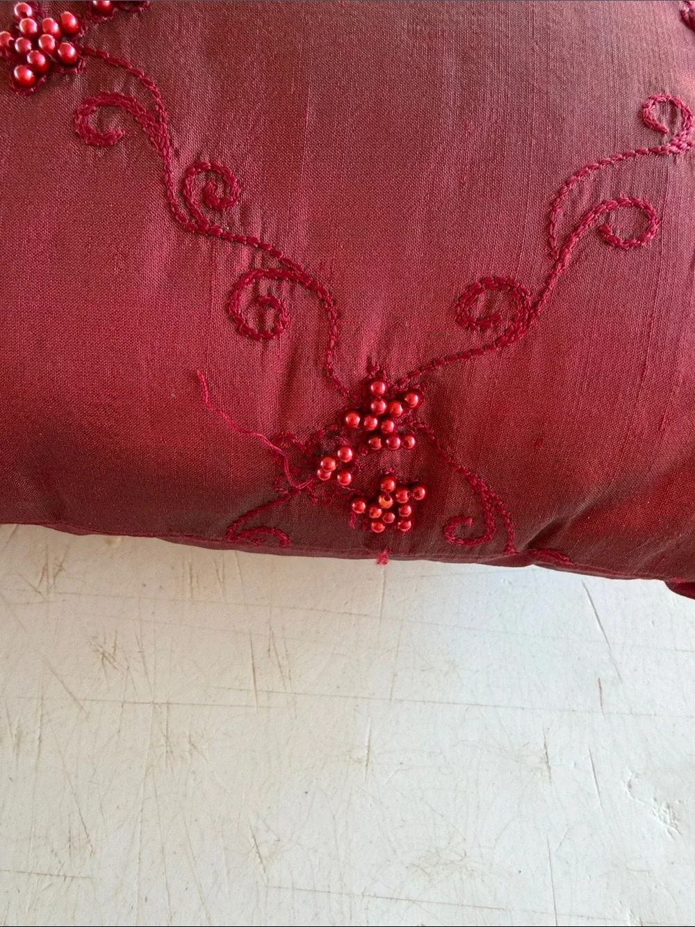 Set of Decorative Throw Pillow Covers in Gold and Burgundy